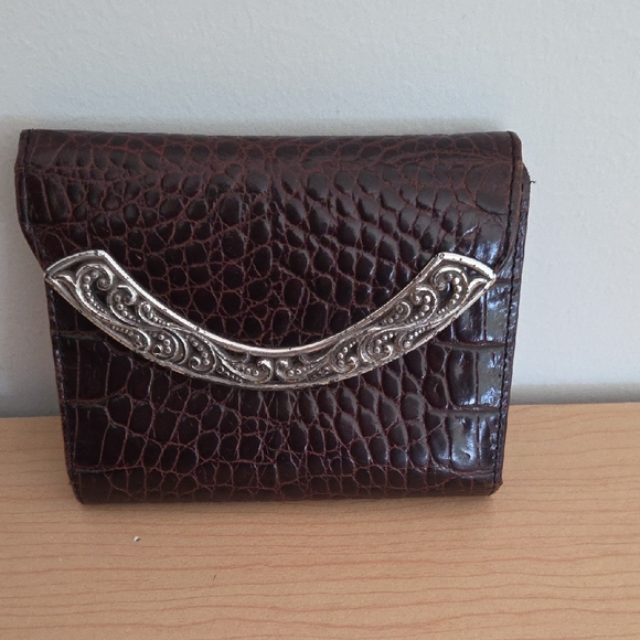 Brighton Handbags - Brighton Dark Brown Crocodile-Embossed Leather Wallet